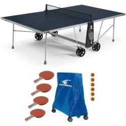   Cornilleau 100X Outdoor KÉK kültéri időjárásálló pingpong asztal családi komplett kiegészítő felszerelés csomaggal - Ingyenes házhozszállítással