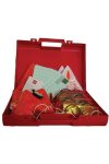 Tájfutók részére orientációs készlet, 10 db 15x15cm bója + laptájoló iránytű és más kiegészítők kézi kofferben