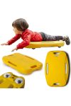 Guruló zsámoly sárga, műanyag rollerboard, cseréhető 360 fokban elforgó kerekek, extra nagy méret 41x63cm