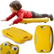   Guruló zsámoly sárga, műanyag rollerboard, cseréhető 360 fokban elforgó kerekek, extra nagy méret 41x63cm