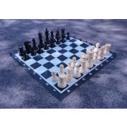 Capetan® Family | Kültéri sakk készlet sakktáblával (időjárásálló ABS műanyag, 92x92cm vinyl sakktábla felület, hordfüles dobozban, 21 cm király sakkbábú méret)
