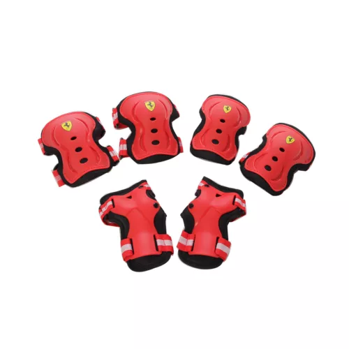 Ferrari® "M" méretű Piros színű Könyök + csukló + Térd védőfelszerelés szett
