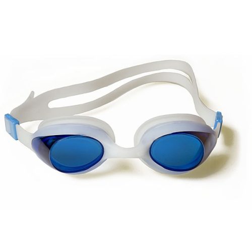 Malmsten Aqtiv | Úszószemüveg felnőtt méretben fehér kerettel, kék színű lencsével, zippes tokban)