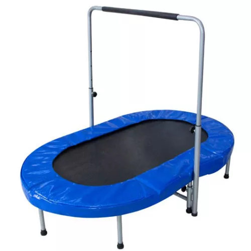 Ovális szobai dupla trambulin 88-128 cm kapaszkodóval ,153 x 92cm  felület , félbehajtva tárolható