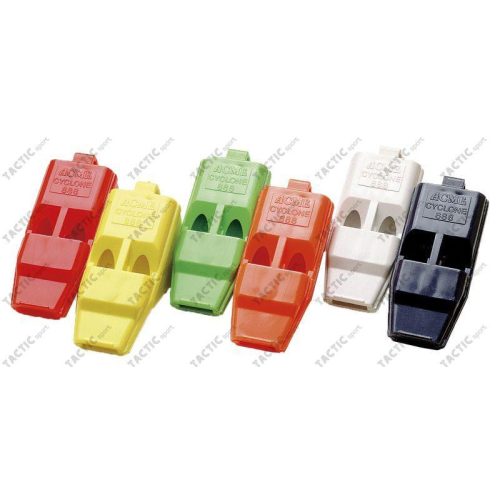 Cyclone | Műanyag síp (golyó nélkül, éles erős hang, könnyen fújható, FIFA jóváhagyott futballbirói síp, fekete és narancs színben)