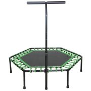   Fitness szobai trambulin (hexagonális formájú, 136 cm átmérő, kapaszkodóval ellátott beltéri mini trambulin)