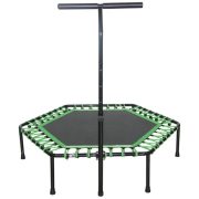   Fitness szobai trambulin (hexagonális formájú, 136 cm átmérő, kapaszkodóval ellátott beltéri mini trambulin)