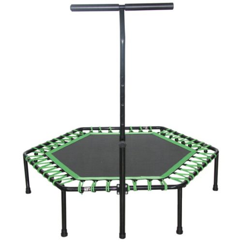Fitness szobai trambulin (hexagonális formájú, 136 cm átmérő, kapaszkodóval ellátott beltéri mini trambulin)
