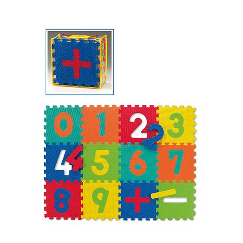 Puzzle színes gyermek szőnyeg  számokkal 30x30x1,2cm 12 db.os szett, 1,2x0,9m2 felület