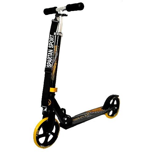 Gigant Wheel | Óriás kerekű roller (alu roller óriás sárga 200x34mm kerekekkel - gyermek / felnőtt roller állítható oszlop, fekete markolat)