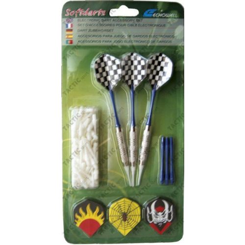 Darts nyíl szett (soft elektromos táblákhoz, 100 hegy, 3 nyél és toll)