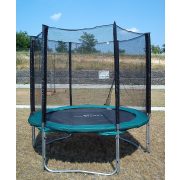 Capetan® Olive | Kültéri trambulin szett védőhálóval (244 cm, 25%-al megnövelt rugózású, 180Kg teherbírással, 60db rugóval - A megnövelt rugószám miatt a legtartósabb kivitelű trambulin)