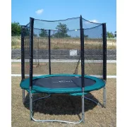Capetan® Olive | Kültéri trambulin szett védőhálóval (244 cm, 25%-al megnövelt rugózású, 180Kg teherbírással, 60db rugóval - A megnövelt rugószám miatt a legtartósabb kivitelű trambulin)