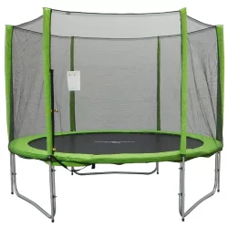   Capetan® Selector Lime | Kültéri trambulin prémium minőségben (427cm 180Kg terhelhetőséggel - hosszú védőháló tartóoszlopokkal, extra megerősített váz rögzítő T elemmel kialakított, kiemelkedően magas védőhálóval, vastag szivaccsal, 80 cm magas ugrá