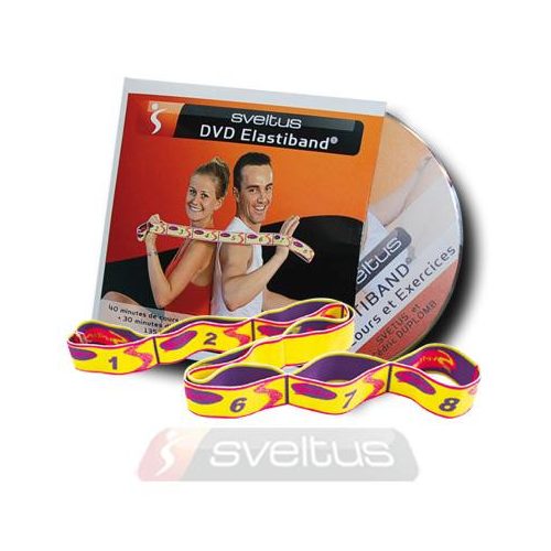 Elastiband fitnesz erősítő gumipánt + DVD,  10 kg-os közepes ellenállás, 80x4 cm