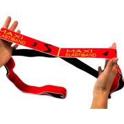 Elastiband® fitnesz erősítő gumipánt Maxi hosszú,  piros színű, 10 kg közepes ellenállás,  110x4 cm, 5 db 22 cm szakasz