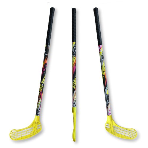 Floorball ütő grippes ENGINES, 80/91cm jobbra ívelő fejjel L jelű ütő SÁRGA