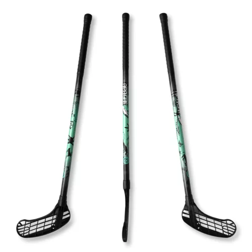 Floorball ütő grippes, almazöld, Acito Apache 95/106cm balra ívelő fejjel