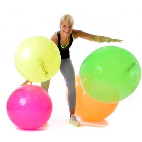 Fitball gimnasztika labda  65 cm NEON NARANCS szín, standard fényes anyagból