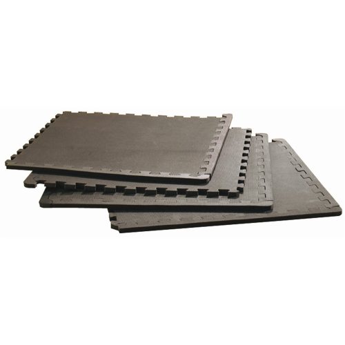 Capetan® | Tatami szőnyeg, padlóvédő szett (4db 60x60x1cm puzzle szőnyeg összekapcsolható elemekkel, fekete színben)