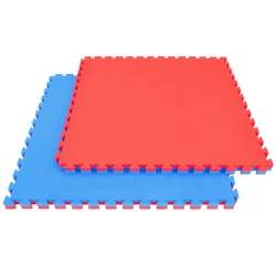   Capetan® Floor Line 100x100x3cm Piros / Kék Puzzle Tatami Szőnyeg 92kg/M3 Anyagsűrűségű, minden oldalán védőszegéllyel