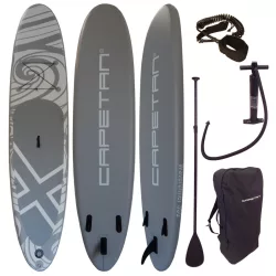   Capetan® - 155Kg - ÓRIÁS MÉRET - Grey Storm - 350 X 81 X 15cm SUP Deszka Készlet - Bokapánttal És Kajak Ülésnek előkészített csatlakozókkal