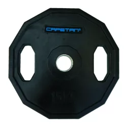   Capetan® | Olympiai gumival bevont súlytárcsa (15kg tárcsasúly, szögletes gurulásgátló peremmel, 51mm lukátmérővel)