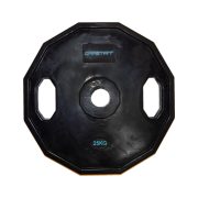   Capetan® | Olympiai gumival bevont súlytárcsa (25kg tárcsasúly, szögletes gurulásgátló peremmel, 51mm lukátmérővel)