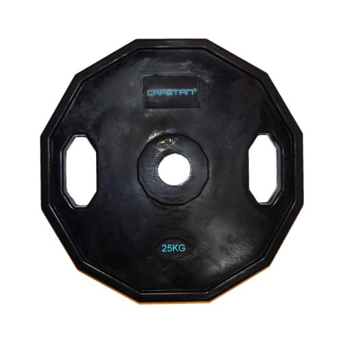 Capetan® | Olympiai gumival bevont súlytárcsa (25kg tárcsasúly, szögletes gurulásgátló peremmel, 51mm lukátmérővel)