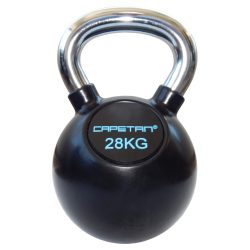   Capetan® Professional Line | Kettlebell (28kg, krómozott nyelű, gumival bevont acél harangsúly)