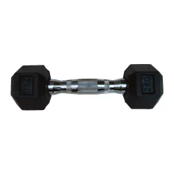   Capetan® Professional Line | Kézisúlyzó (2kg, egykezes edzőtermi gumírozott kézi súlyzó gumírozott fejvégekkel,chromozott markolattal, hexagon gumírozott kézisúlyzó)