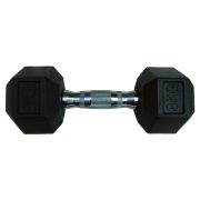   Capetan® Professional Line | Kézisúlyzó (8kg, egykezes edzőtermi gumírozott kézi súlyzó gumírozott fejvégekkel,chromozott markolattal, hexagon gumírozott kézisúlyzó)