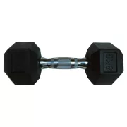   Capetan® Professional Line | Kézisúlyzó (8kg, egykezes edzőtermi gumírozott kézi súlyzó gumírozott fejvégekkel,chromozott markolattal, hexagon gumírozott kézisúlyzó)