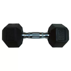   Capetan® Professional Line | Kézisúlyzó (8kg, egykezes edzőtermi gumírozott kézi súlyzó gumírozott fejvégekkel,chromozott markolattal, hexagon gumírozott kézisúlyzó)