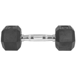   Capetan® Professional Line | Kézisúlyzó (10kg, egykezes edzőtermi gumírozott kézi súlyzó gumírozott fejvégekkel,chromozott markolattal, hexagon gumírozott kézisúlyzó)-