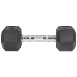   Capetan® Professional Line | Kézisúlyzó (10kg, egykezes edzőtermi gumírozott kézi súlyzó gumírozott fejvégekkel,chromozott markolattal, hexagon gumírozott kézisúlyzó)-