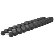Capetan® Professional Line | Kézisúlyzó (10kg, egykezes edzőtermi gumírozott kézi súlyzó gumírozott fejvégekkel,chromozott markolattal, hexagon gumírozott kézisúlyzó)-