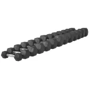 Capetan® Professional Line | Kézisúlyzó (10kg, egykezes edzőtermi gumírozott kézi súlyzó gumírozott fejvégekkel,chromozott markolattal, hexagon gumírozott kézisúlyzó)-