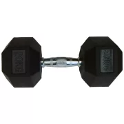   Capetan® Professional Line | Kézisúlyzó (20kg, egykezes edzőtermi gumírozott kézi súlyzó gumírozott fejvégekkel,chromozott markolattal, hexagon gumírozott kézisúlyzó)