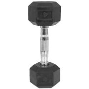 Capetan® Professional Line | Kézisúlyzó (22,5kg, egykezes edzőtermi gumírozott kézi súlyzó gumírozott fejvégekkel,chromozott markolattal, hexagon gumírozott kézisúlyzó)
