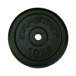   Capetan® | Súlytárcsa (10kg, acél tárcsasúly, 31mm átm. Lukkal, fekete selyemfényű festék bevonattal)