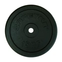   Capetan® | Súlytárcsa (15kg, acél tárcsasúly, 31mm átm. Lukkal, fekete selyemfényű festék bevonattal)