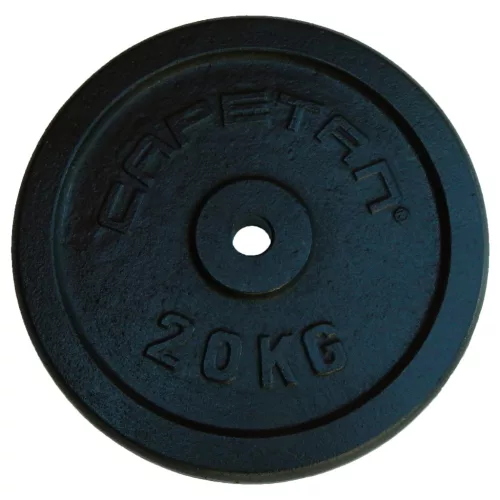 Capetan® | Súlytárcsa (20kg, acél tárcsasúly, 31mm átm. Lukkal, fekete selyemfényű festék bevonattal)