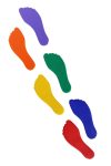 TacticSport | padlójelölő  szett (láb forma, csúszásgátló gumiból 18x8 cm, 6 eltérő szín)