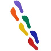   TacticSport | padlójelölő  szett (láb forma, csúszásgátló gumiból 18x8 cm, 6 eltérő szín)